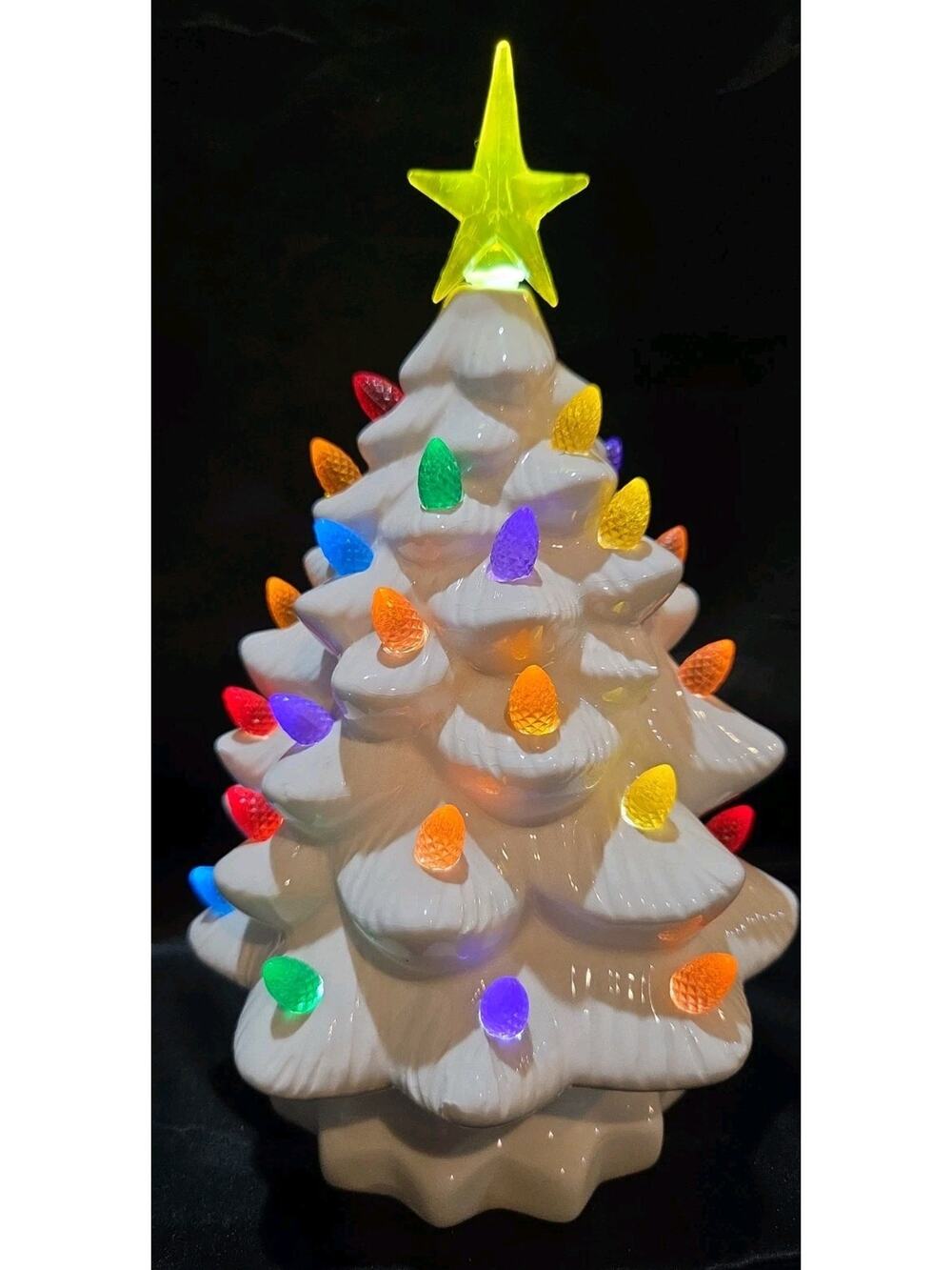 White Ceramic Lighted Christmas Tree 10.5"